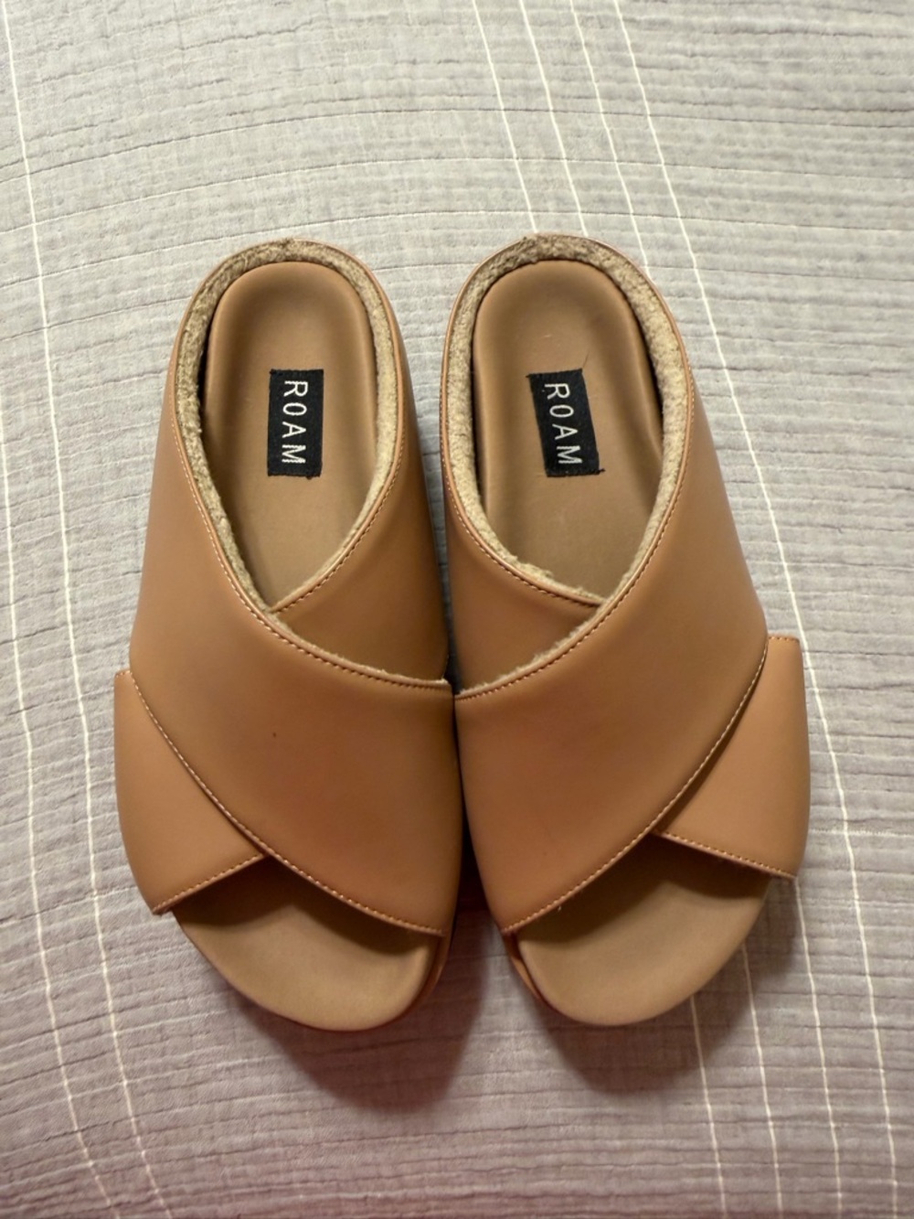Roam CROSS STACK PLATFORM SANDALS IN NUDE